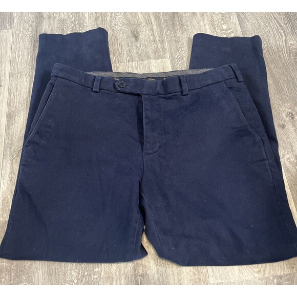 Brooks Brothers Pants Men Milano Fit Cotton Twill Navy Blue Strsight Slim 35x29 - Picture 1 of 7
